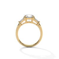 Bague de luxe pour femme à trois diamants en or jaune pur 14 carats certifiée GRA avec diamant de laboratoire taille prong set, design tendance
