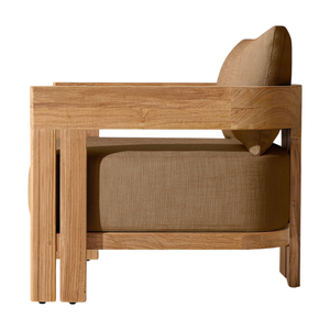 Sillón Minimalista de Madera Maciza con Asiento y Respaldo Acolchados para el Hogar - Product Image 6