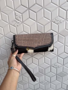 Latest Designer 2026 Hand <b>Tooled</b> Carving <b>Leather</b> Clutch Stylish Hair On Hide Multi Uses Western Women's Wrist Wallets - Product Image 1
