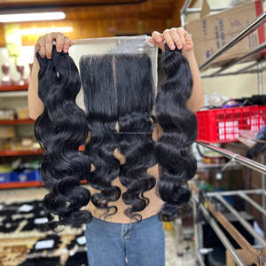 Productos de Cabello Humano al por Mayor, Paquetes de Cabello Virgen Vietnamita con Ondas Corporales y Cierre Frontal de Encaje, Pelucas de Cabello Humano con Frente de Encaje - Product Image 1