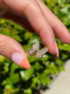 Diamond Bypass Wrap <b>Ring</b> Spiral <b>Snake</b> Serpent Cocktail Band Wholesale 14k 18k Gold Trillion Baguette Cut Lab Grown Manufacturer - Product Image 4