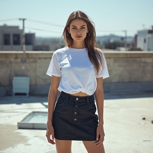 Women Casual T Shirt and <b>Skirt</b> Set Cotton Comfortable Two Piece Outfit with OEM ODM Customization - Product Image 5