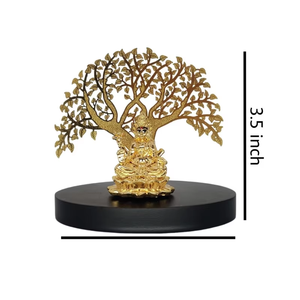 Ídolo del Dios Ganesh de 3.5 Pulgadas Bajo un Árbol de Metal Dorado para el Hogar, Templo, Boda, Sala de Estar y Decoración Religiosa Festiva - Product Image 4