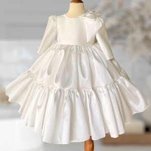 ODM Vestido de fiesta de comunión de manga larga para niñas Tafetta con lazo en los hombros | Vestido de invierno para niños hecho en Vietnam - Product Image 5