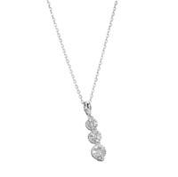 Collar con Colgante de Tres Diamantes Redondos Finos Cultivados en Laboratorio, Certificado IGI, Oro Sólido de 10K, 14K, 18K, Collar con Colgante de Promesa