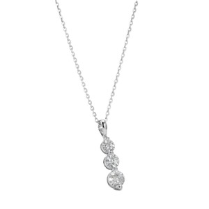 Collar con Colgante de Tres Diamantes Redondos Finos Cultivados en Laboratorio, Certificado IGI, Oro Sólido de 10K, 14K, 18K, Collar con Colgante de Promesa - Product Image 4
