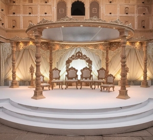 Royal Wooden Wedding Mandap <b>Stage</b> Luxury Carved Circular Pavilion with <b>Platform</b> Premium Export Quality Wedding Decor Structure - Product Image 3