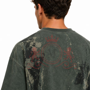 T-shirt décontracté de haute qualité à épaules tombantes, effet soleil délavé, finition lisse et design confortable et tendance - Product Image 5