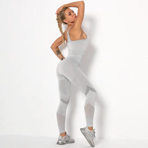 Women Yoga Set 2 Piece Black Sleeveless Halter <b>Crop</b> <b>Top</b> High Waist Leggings <b>Mesh</b> Cut Out Breathable Full Length Gym Fitness - Product Image 3