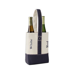 Canvas Wine Bottle Tote Bag 2 Bottle Capacity Cotton Shopping <b>Handbag</b> with Custom Print for Travel Gift Packaging - Product Image 5