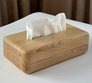 Boîte de rangement pour mouchoirs en bois d'acacia classique et créative avec couvercle et pot de rangement pour le salon - Product Image 4