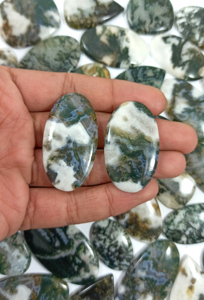 Wholesale Loose Gemstones Natural Moss Agate <b>Quartz</b> Cabochons Faceted Stones Healing Crystal Bulk Supplier India - Product Image 2