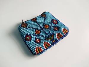 Floral Handmade Beaded Bohemian Style Coin <b>Pouches</b> Zipper Closure Eco-friendly Artisan Made Hand Embroidery Seed Beads Trendy - Product Image 1