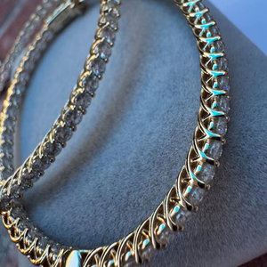 Pendientes de Aro Ovalados de Moissanita, Diseño Personalizado de Tulipán Invertido, Plata de Ley, Chapado en Oro de 14K, Joyería de Lujo - Product Image 1