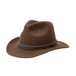 Linglong 100% Australian Wool Wide Brim Men's <b>Hat</b> Autumn Winter Cowboy Felt <b>Bands</b> Bulk Leather Plain Design for Party Scenes - Product Image 1