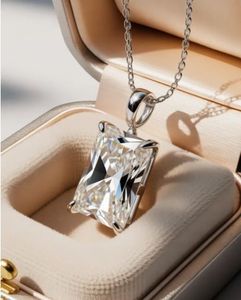 Collar de oro amarillo de 10k, 14k, 18k con diamante cultivado en laboratorio de 3 ct VS1 D E, corte radiante, con cadena fina. - Product Image 4