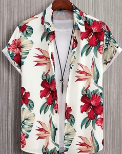 Men's Tropical Print Hawaiian <b>Shirt</b> 100% Polyester Anti-Wrinkle Poplin Breathable Quick Dry <b>Short</b> <b>Sleeve</b> Eco-Friendly Casual - Product Image 1