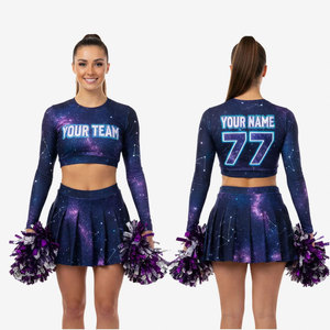 Uniforme de cheerleading personnalisé pour femmes, 2 pièces, haut court et short, sublimation, tenue d'entraînement pour équipe, uniforme de cheerleading pour entraînement - Product Image 1