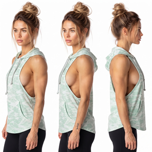 Women Hooded Tank <b>Top</b> Printed Gym Wear Stringer Hoodie Ladies 100% Cotton Knitted Hooded <b>Racerback</b> <b>Top</b> Women Fitness Wear <b>Tops</b> - Product Image 5