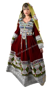 เดรสแม็กซี่อัฟกานิสถานแบบดั้งเดิมสำหรับผู้หญิงเดรสแฟนซีแบบมีซิปขนาดใหญ่พิเศษลายวัฒนธรรมอัฟกานิสถาน - Product Image 2