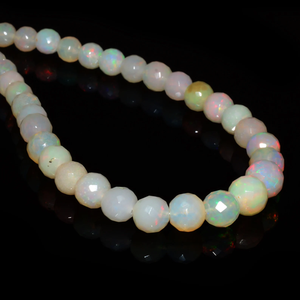 Opale d'Éthiopie 5mm-8mm, perles rondes facettées, opale naturelle d'Éthiopie Welo, opale feu, perles en vrac pour la fabrication de bijoux - Product Image 1