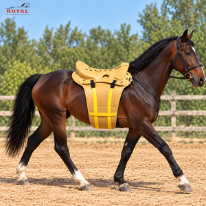 Selle de cheval Golden Endurance à siège incurvé, long panneau latéral, double sangle et anneau en D |   Équitation légère et confortable - Product Image 3