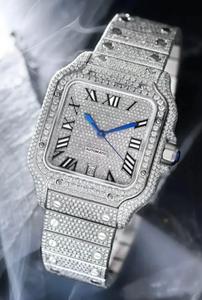 Reloj de Lujo con Diamantes, Caja Cuadrada, Cristal de Zafiro, 41 mm, Resistente al Agua, Números Romanos, Pantalla Analógica, Cierre Desplegable, Unisex - Product Image 2