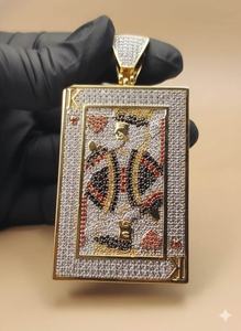 Colgante Diamond Ace Ff King of Poker, Colgante de Plata de Ley 925 con Moissanita VVS, Estilo Hip Hop, Colgante con Diamantes de Colores - Product Image 4