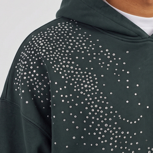Sudadera con Capucha para Hombre, Estilo Acid Wash, con Pedrería y Gráficos de Cristal, Estilo Urbano, Colección de Ropa Personalizada - Product Image 4