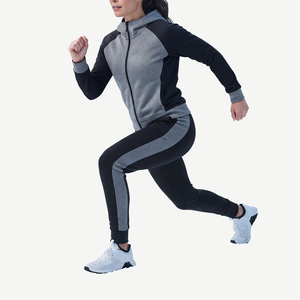Chándal Deportivo con Capucha y Cremallera Completa para Mujer, Diseño Color Block, Ropa Deportiva para Otoño e Invierno, Chándal Negro y Gris para Mujer - Product Image 4