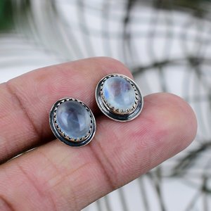 Natural Aquamarine Oval Shape Earrings 925 Sterling <b>Silver</b> <b>Stud</b> Earrings Elegant Luxury Gemstone Jewelry Gift Party - Product Image 3
