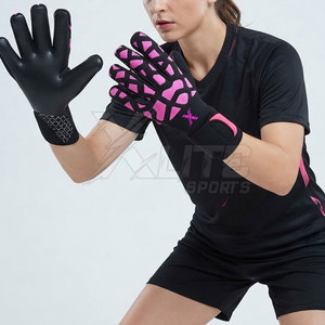 Hochwertige Leder-Junior-Trainings-Fußballtorwarthandschuhe Gebogene Handflächenform Flexible Fingerpaneele Rutschfester Hakenverschluss - Product Image 4