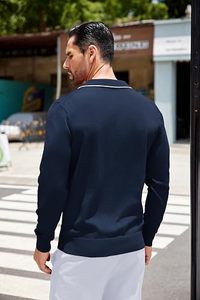 Camiseta de Punto de Manga Corta para Hombre, con Ribete en Contraste, Cuello Redondo, Bolsillo en el Pecho, Corte Ajustado, Ecológica, 100% Algodón, Estilo Casual Elegante y Ligero - Product Image 2