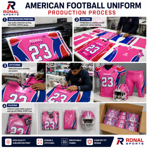 Uniforme de Fútbol Americano Personalizado al por Mayor con Logotipo Personalizado, Talla Grande, Manga Corta, 100% Poliéster, Estilo Único - Product Image 5