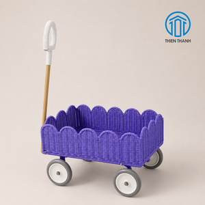 Carrito de Compras de Mimbre para Niños, Hecho a Mano, Carrito de Juguete de Ratán, Cesta de Almacenamiento para Guardería, Decoración, Carritos de Ratán - Product Image 1