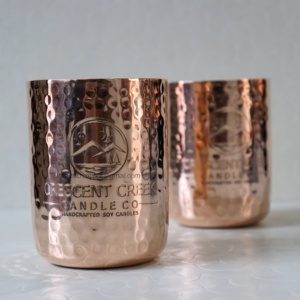 Recipientes de Cobre Dorado Rosa Martillado a Mano, Personalizados, Duraderos, de 15 oz, para Velas de Cera, Decoración del Hogar - Product Image 6