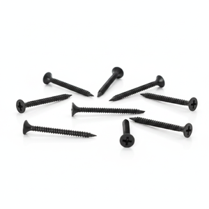 Vis métriques en acier au carbone noir classe 8.8, filetage grossier, tête cylindrique, finition phosphatée pour fixation de plaques de plâtre (pouce/métrique) - Product Image 1