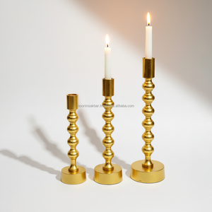 Portavelas de aluminio chapado en oro, soporte decorativo de lujo, centro de mesa, decoración del hogar para bodas, fabricante de calidad de exportación - Product Image 1