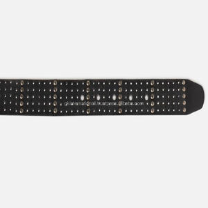 Ceinture en cuir pleine fleur véritable pour homme, style hip-hop personnalisé, noir et marron, haute qualité, avec rivets - Product Image 3