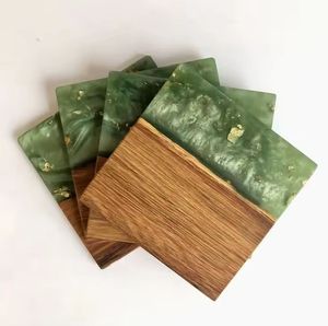 Eco Conscious Wooden Resin High End Quality Bohemian Style Handmade Coaster Smooth Resin Finish Customizable for Decorative - Product Image 1
