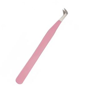Pince à épiler angulaire rose pour extensions de cils, pince à volume à 90 degrés pour fans de volume intense, prise en main en fibre, testée à la main, outil de mise en éventail facile - Product Image 3