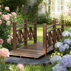 Pasarela Peatonal, Puente de Jardín de Madera, Elegantes Adornos de Jardín - Product Image 1