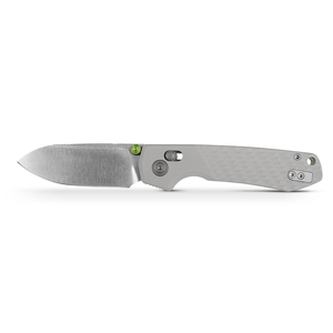 Cuchillos Plegables con Mango Texturizado Blanco, Hoja de Acero Satinado Plateado con Punta Caída, Anillo de Agarre Verde y Bloqueo Deslizante para Uso en Exteriores y EDC - Product Image 1
