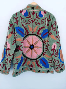 Wholesale Reversible Vintage Embroidered Floral Pattern 100% <b>Velvet</b> Bomber <b>Jacket</b>-Eco-Friendly Windproof Autumn/Winter Cotton - Product Image 3