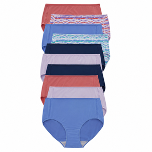 Lot de 6 culottes taille basse pour femme, couleurs unies, sans coutures, en spandex/polyester, respirantes, lavables en machine, tricotées - Product Image 1