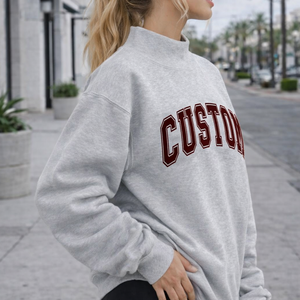 Womens Cream Solid California Letter Embroidered <b>Off</b>-The-<b>Shoulder</b> Oversized <b>Sweatshirt</b> Long Sleeve Casual Streetwear - Product Image 5