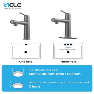 Rubinetto da Bagno Monocomando Grigio Canna di Fucile con Luce LED, Montaggio su Piano, 1-3 Fori, Modalità Flusso Fontana, Doppia Funzione, per Lavanderia - Product Image 5