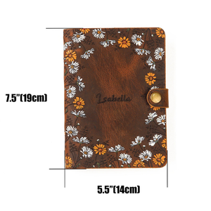 Organiseur de planification A6 en cuir floral, carnet de notes en cuir personnalisé, cadeau en cuir véritable pour elle - Product Image 3