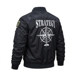 Blouson Bomber Vintage Unisexe Col Montant Tissé Ample Décontracté Brodé Hiver Teint Fermeture Éclair Boutons Style Motard Américain - Product Image 3