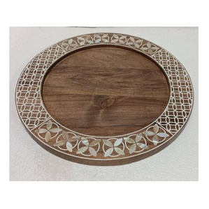 Bandeja de madera y nácar hecha a mano, artesanía nueva, para decoración de mesa de bodas, diseño de madera y nácar. - Product Image 1